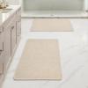 MIULEE Set of 2 Ultra Thin Bathroom Rugs, Rubber Bath Mats for Bathroom Non Slip, Quick Dry Absorbent Bath Rug Machine Washable, Fit Under Door, Shower, Sink, Home Decor, Grey, 17″x27″+20″x32″(Light Beige)