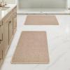 MIULEE Set of 2 Ultra Thin Bathroom Rugs, Rubber Bath Mats for Bathroom Non Slip, Quick Dry Absorbent Bath Rug Machine Washable, Fit Under Door, Shower, Sink, Home Decor, Grey, 17″x27″+20″x32″(Beige)