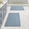 MIULEE Set of 2 Ultra Thin Bathroom Rugs, Rubber Bath Mats for Bathroom Non Slip, Quick Dry Absorbent Bath Rug Machine Washable, Fit Under Door, Shower, Sink, Home Decor, Grey, 17″x27″+20″x32″(Blue)