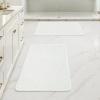 MIULEE Set of 2 Ultra Thin Bathroom Rugs, Rubber Bath Mats for Bathroom Non Slip, Quick Dry Absorbent Bath Rug Machine Washable, Fit Under Door, Shower, Sink, Home Decor, Grey, 17″x27″+20″x32″(White)