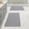 MIULEE Set of 2 Ultra Thin Bathroom Rugs, Rubber Bath Mats for Bathroom Non Slip, Quick Dry Absorbent Bath Rug Machine Washable, Fit Under Door, Shower, Sink, Home Decor, Grey, 17″x27″+20″x32″(Grey)