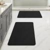 MIULEE Set of 2 Ultra Thin Bathroom Rugs, Rubber Bath Mats for Bathroom Non Slip, Quick Dry Absorbent Bath Rug Machine Washable, Fit Under Door, Shower, Sink, Home Decor, Grey, 17″x27″+20″x32″(Black)