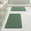 MIULEE Set of 2 Ultra Thin Bathroom Rugs, Rubber Bath Mats for Bathroom Non Slip, Quick Dry Absorbent Bath Rug Machine Washable, Fit Under Door, Shower, Sink, Home Decor, Grey, 17″x27″+20″x32″(Christmas Green)
