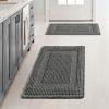 MIULEE Set of 2 Waffle Bathroom Rugs, Boho Bath Rug Super Absorbent, Non Slip Washable Ultra Soft Rubber Backed Shower Bath Mats for Floor, Tub, Shower, Looped Design, Terracotta, 18×30 Inch(Dark Grey)