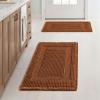 MIULEE Set of 2 Waffle Bathroom Rugs, Boho Bath Rug Super Absorbent, Non Slip Washable Ultra Soft Rubber Backed Shower Bath Mats for Floor, Tub, Shower, Looped Design, Terracotta, 18×30 Inch(Terracotta)