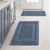 MIULEE Set of 2 Waffle Bathroom Rugs, Boho Bath Rug Super Absorbent, Non Slip Washable Ultra Soft Rubber Backed Shower Bath Mats for Floor, Tub, Shower, Looped Design, Terracotta, 18×30 Inch(Blue)