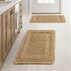 MIULEE Set of 2 Waffle Bathroom Rugs, Boho Bath Rug Super Absorbent, Non Slip Washable Ultra Soft Rubber Backed Shower Bath Mats for Floor, Tub, Shower, Looped Design, Terracotta, 18×30 Inch(Brown)
