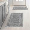 MIULEE Set of 2 Waffle Bathroom Rugs, Boho Bath Rug Super Absorbent, Non Slip Washable Ultra Soft Rubber Backed Shower Bath Mats for Floor, Tub, Shower, Looped Design, Terracotta, 18×30 Inch(Light Grey)