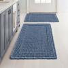 MIULEE Set of 2 Waffle Bathroom Rugs, Boho Bath Rugs Non Slip Washable, Super Absorbent Bath Mats, Ultra Soft Rubber Backed Shower Mats for Bathroom Floor, Tub and Shower, Chocolate, 18×30 Inch(Blue)