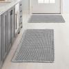 MIULEE Set of 2 Waffle Bathroom Rugs, Boho Bath Rugs Non Slip Washable, Super Absorbent Bath Mats, Ultra Soft Rubber Backed Shower Mats for Bathroom Floor, Tub and Shower, Chocolate, 18×30 Inch(Light Grey)