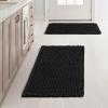 MIULEE Set of 2 Waffle Bathroom Rugs, Boho Bath Rugs Non Slip Washable, Super Absorbent Bath Mats, Ultra Soft Rubber Backed Shower Mats for Bathroom Floor, Tub and Shower, Chocolate, 18×30 Inch(Black)