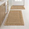 MIULEE Set of 2 Waffle Bathroom Rugs, Boho Bath Rugs Non Slip Washable, Super Absorbent Bath Mats, Ultra Soft Rubber Backed Shower Mats for Bathroom Floor, Tub and Shower, Chocolate, 18×30 Inch(Brown)