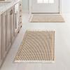 MIULEE Set of 2 Waffle Bathroom Rugs, Boho Bath Rugs Non Slip Washable, Super Absorbent Bath Mats, Ultra Soft Rubber Backed Shower Mats for Bathroom Floor, Tub and Shower, Chocolate, 18×30 Inch(Brown & White)