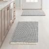 MIULEE Set of 2 Waffle Bathroom Rugs, Boho Bath Rugs Non Slip Washable, Super Absorbent Bath Mats, Ultra Soft Rubber Backed Shower Mats for Bathroom Floor, Tub and Shower, Chocolate, 18×30 Inch(Lightgrey & Cream)