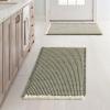 MIULEE Set of 2 Waffle Bathroom Rugs, Boho Bath Rugs Non Slip Washable, Super Absorbent Bath Mats, Ultra Soft Rubber Backed Shower Mats for Bathroom Floor, Tub and Shower, Chocolate, 18×30 Inch(Green & Cream)
