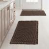 MIULEE Set of 2 Waffle Bathroom Rugs, Boho Bath Rugs Non Slip Washable, Super Absorbent Bath Mats, Ultra Soft Rubber Backed Shower Mats for Bathroom Floor, Tub and Shower, Chocolate, 18×30 Inch(Chocolate)