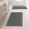 MIULEE Set of 2 Waffle Bathroom Rugs, Boho Bath Rugs Non Slip Washable, Super Absorbent Bath Mats, Ultra Soft Rubber Backed Shower Mats for Bathroom Floor, Tub and Shower, Chocolate, 18×30 Inch(Dark Grey)