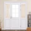 MIULEE Sidelight Sheer French Door Curtains 25 x 40 Inches Light Filtering Window Treatment with Tieback – 2 Panels, White(Cream Beige)