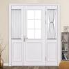 MIULEE Sidelight Sheer French Door Curtains 25 x 40 Inches Light Filtering Window Treatment with Tieback – 2 Panels, White(Light Grey)
