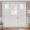 MIULEE Sidelight Sheer French Door Curtains 25 x 40 Inches Light Filtering Window Treatment with Tieback – 2 Panels, White(White)