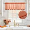 MIULEE Solid Burgundy Kitchen Sheer Valance for Christmas Linen Look Window Curtain, Living Room Windows Voile Valance Rod Pocket 1 Panels (60″ W x 18″ L), Burgundy Red(Burnt Orange)