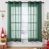 MIULEE Solid Color Sheer Curtains 63 Inches Long 2 Panels Set – Elegant Lightweight Grommet Light Filtering Window Voile Panels/Drapes/Treatment for Bedroom Living Room W42 x L63 Inch, Beige(Hunter Green)