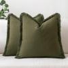 MIULEE Throw Pillow Covers Fall Boho Farmhouse 26×26 Set of 2 Decorative Orange Eruo Sham Couch with Fringe Chic Cotton Pillowcases Home Decor Accents for Cushion Soft Bed Living Room(Olive Green)