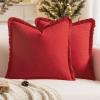 MIULEE Throw Pillow Covers Fall Boho Farmhouse 26×26 Set of 2 Decorative Orange Eruo Sham Couch with Fringe Chic Cotton Pillowcases Home Decor Accents for Cushion Soft Bed Living Room(Christmas Red)