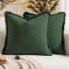 MIULEE Throw Pillow Covers Fall Boho Farmhouse 26×26 Set of 2 Decorative Orange Eruo Sham Couch with Fringe Chic Cotton Pillowcases Home Decor Accents for Cushion Soft Bed Living Room(Dark Green)