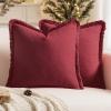 MIULEE Throw Pillow Covers Fall Boho Farmhouse 26×26 Set of 2 Decorative Orange Eruo Sham Couch with Fringe Chic Cotton Pillowcases Home Decor Accents for Cushion Soft Bed Living Room(Burgundy Red)