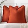 MIULEE Throw Pillow Covers Fall Boho Farmhouse 26×26 Set of 2 Decorative Orange Eruo Sham Couch with Fringe Chic Cotton Pillowcases Home Decor Accents for Cushion Soft Bed Living Room(Burnt Orange)