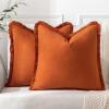 MIULEE Throw Pillow Covers Fall Boho Farmhouse 26×26 Set of 2 Decorative Orange Eruo Sham Couch with Fringe Chic Cotton Pillowcases Home Decor Accents for Cushion Soft Bed Living Room(Orange)