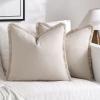 MIULEE Throw Pillow Covers Fall Boho Farmhouse 26×26 Set of 2 Decorative Orange Eruo Sham Couch with Fringe Chic Cotton Pillowcases Home Decor Accents for Cushion Soft Bed Living Room(Neutral)