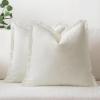 MIULEE Throw Pillow Covers Fall Boho Farmhouse 26×26 Set of 2 Decorative Orange Eruo Sham Couch with Fringe Chic Cotton Pillowcases Home Decor Accents for Cushion Soft Bed Living Room(Cream White)