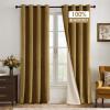 MIULEE Upgraded Thermal Insulated 100% Blackout Velvet Curtains for Christmas 84 Inches Long Hunter Green Curtain Drapes for Luxury Bedroom Living Room Darkening Grommet Light Blocking Set of 2(Gold)