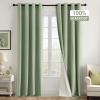 MIULEE Upgraded Thermal Insulated 100% Blackout Velvet Curtains for Christmas 84 Inches Long Hunter Green Curtain Drapes for Luxury Bedroom Living Room Darkening Grommet Light Blocking Set of 2(Sage Green)