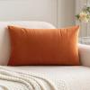 MIULEE Velvet Pillow Cover Soft Luxury Decorative Throw Pillow Cover Single Rectangle Cushion Case for Couch Sofa Bedroom Car Decor,12×20 Inch Dark Blue(Orange)