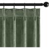 MIULEE Velvet Pinch Pleated Blackout Curtains 96 inches Long, Gold Brown Pleat Design Thermal Insulated Luxury Window Drapes for Living Room Bedroom with Hooks, Set of 2(Sage Green)