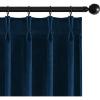 MIULEE Velvet Pinch Pleated Blackout Curtains 96 inches Long, Gold Brown Pleat Design Thermal Insulated Luxury Window Drapes for Living Room Bedroom with Hooks, Set of 2(Navy Blue)