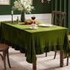MIULEE Velvet Table Cloth with Decorative Ruffle Edge Luxurious Soft Washable Rectangular Tablecloth Thick Wrinkle-Resistant Oblong Table Cover for Kitchen Dining Party Wedding 60×102 Inch Olive Green(Olive Green)