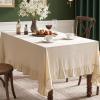 MIULEE Velvet Table Cloth with Decorative Ruffle Edge Luxurious Soft Washable Rectangular Tablecloth Thick Wrinkle-Resistant Oblong Table Cover for Kitchen Dining Party Wedding 60×102 Inch Olive Green(Beige)