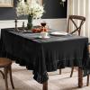 MIULEE Velvet Table Cloth with Decorative Ruffle Edge Luxurious Soft Washable Rectangular Tablecloth Thick Wrinkle-Resistant Oblong Table Cover for Kitchen Dining Party Wedding 60×102 Inch Olive Green(Black)