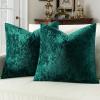 MIULEE Velvet Throw Pillow Covers Set of 2, Soft Neutral Christmas Decorative Pillow Cases with Luxurious Textured Vintage Cushion Covers for Home Decor Couch Sofa Bed,Cream White 18×18 inch(Emerald Green)