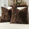 MIULEE Velvet Throw Pillow Covers Set of 2, Soft Neutral Christmas Decorative Pillow Cases with Luxurious Textured Vintage Cushion Covers for Home Decor Couch Sofa Bed,Cream White 18×18 inch(Brown)