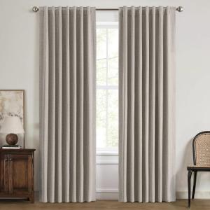 MIULEE 100% Blackout Linen Curtains for Bedroom, Christmas Emerald Green Solid Luxury Decor Thermal Insulation Room Darkening Drapes for Living Room Nursery Back Tab Rod Pocket 42 x 84 Inches 2 Panels(Linen)