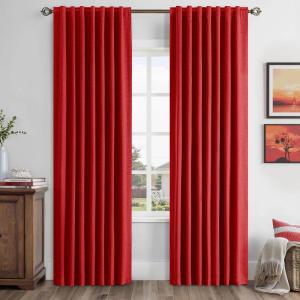 MIULEE 100% Blackout Linen Curtains for Bedroom, Christmas Emerald Green Solid Luxury Decor Thermal Insulation Room Darkening Drapes for Living Room Nursery Back Tab Rod Pocket 42 x 84 Inches 2 Panels(Red)