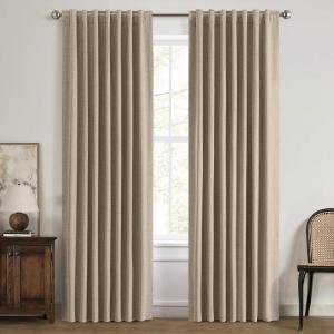 MIULEE 100% Blackout Linen Curtains for Bedroom, Christmas Emerald Green Solid Luxury Decor Thermal Insulation Room Darkening Drapes for Living Room Nursery Back Tab Rod Pocket 42 x 84 Inches 2 Panels(Copper Brown)