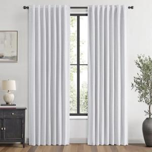 MIULEE 100% Blackout Linen Curtains for Bedroom, Christmas Emerald Green Solid Luxury Decor Thermal Insulation Room Darkening Drapes for Living Room Nursery Back Tab Rod Pocket 42 x 84 Inches 2 Panels(Grayish White)