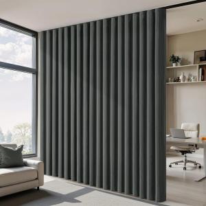 MIULEE 100% Blackout Room Divider Curtains, Extra Wide Ceiling Halloween Panel Sound Proof Thermal Privacy Drapes for Living Room Bedroom Sliding Door, Ceiling Track, W100 x L96 Inch, Black, 1 Panel(Dark Grey)