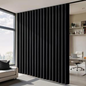 MIULEE 100% Blackout Room Divider Curtains, Extra Wide Ceiling Halloween Panel Sound Proof Thermal Privacy Drapes for Living Room Bedroom Sliding Door, Ceiling Track, W100 x L96 Inch, Black, 1 Panel(Black)